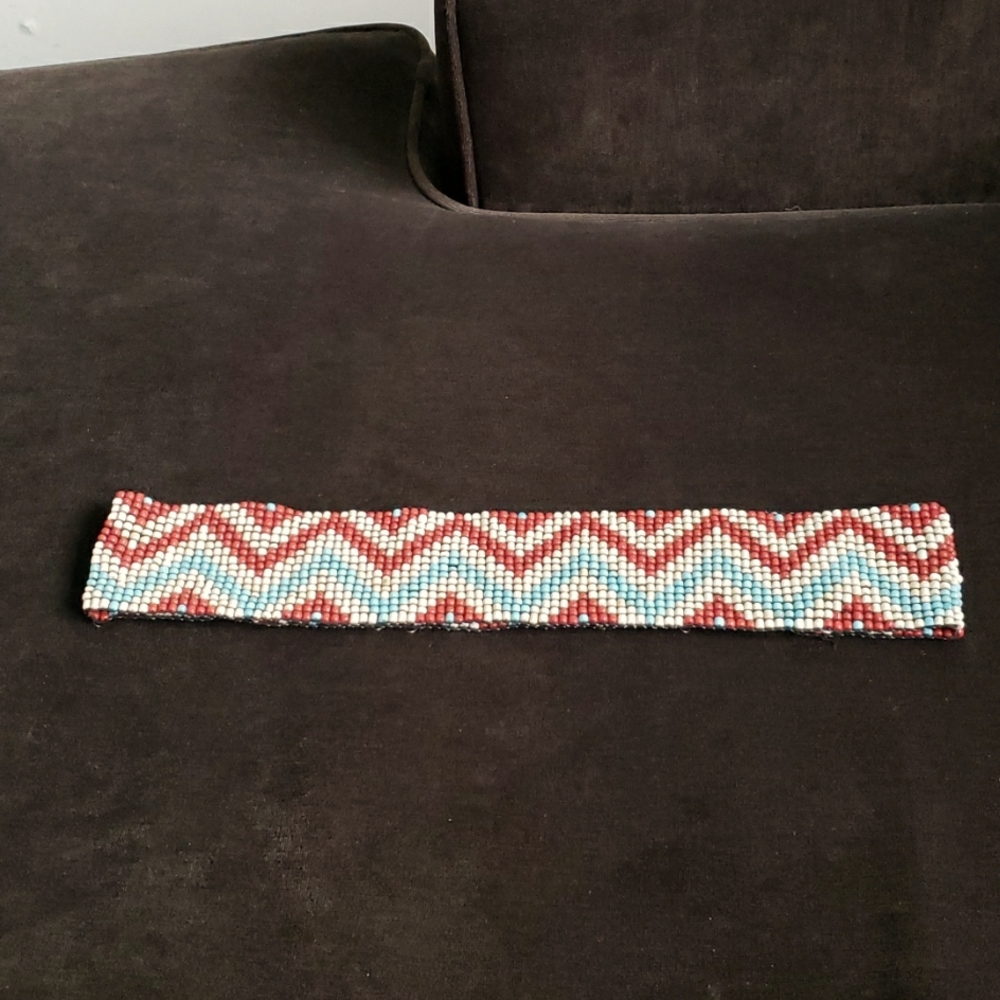 Beaded Elastic Handmade Tourqoise Red White Beads